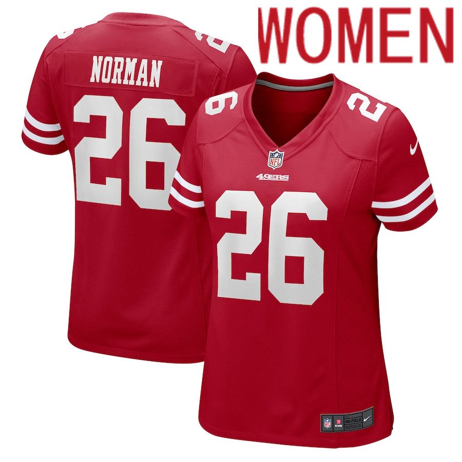 Women San Francisco 49ers 26 Josh Norman Nike Scarlet Game Player NFL Jersey
